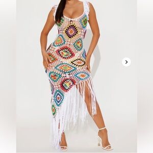 Colorful Crochet Fringe Dress